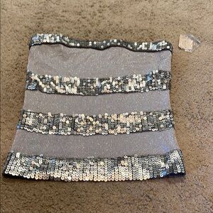 Forever 21 Silver Sequin Tube Top